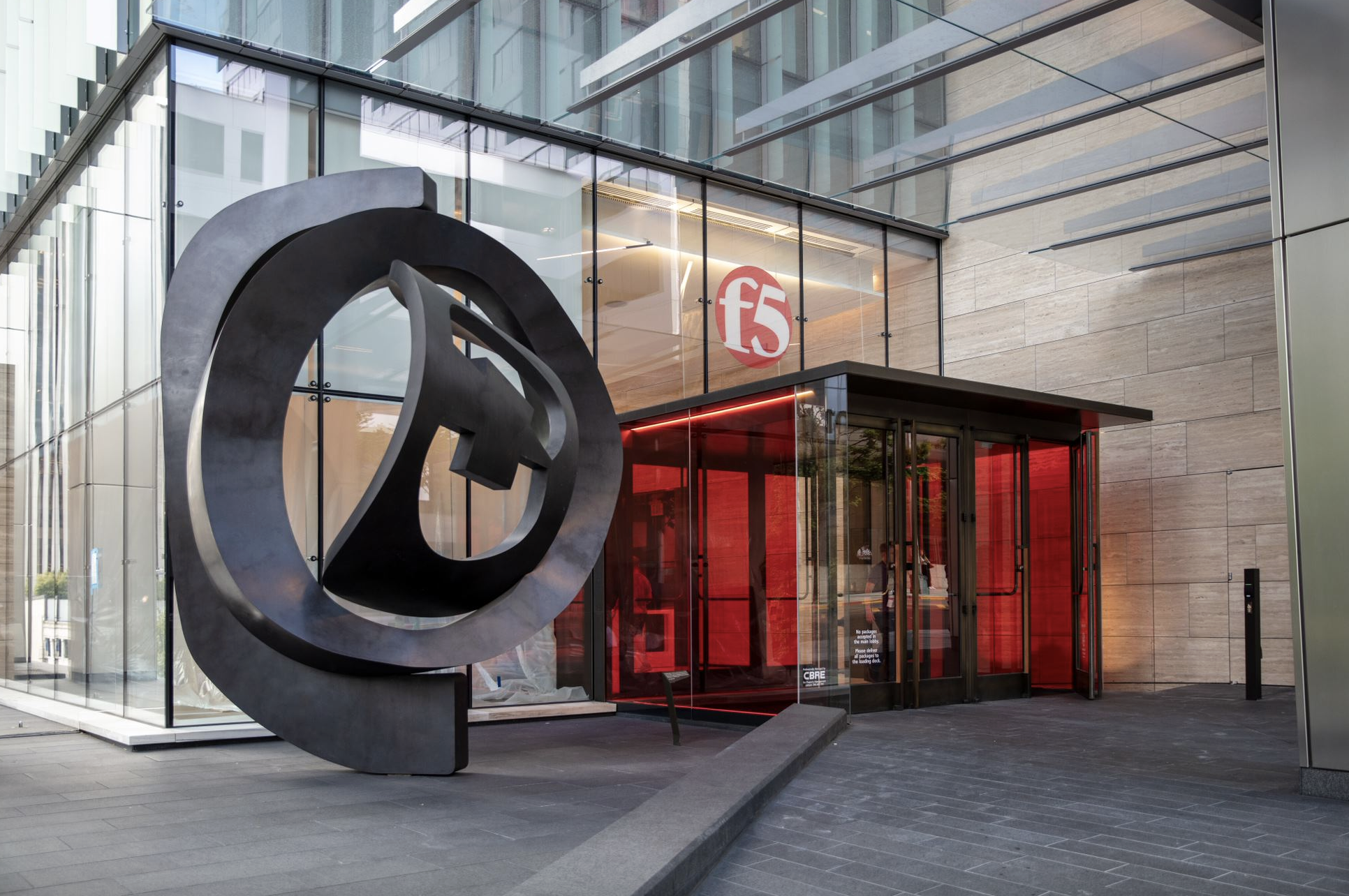 The entrance to F5's headquarters building in downtown Seattle. Credit: F5