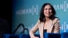Writer co-founder and CEO May Habib speaking on stage at the HumanX conference.